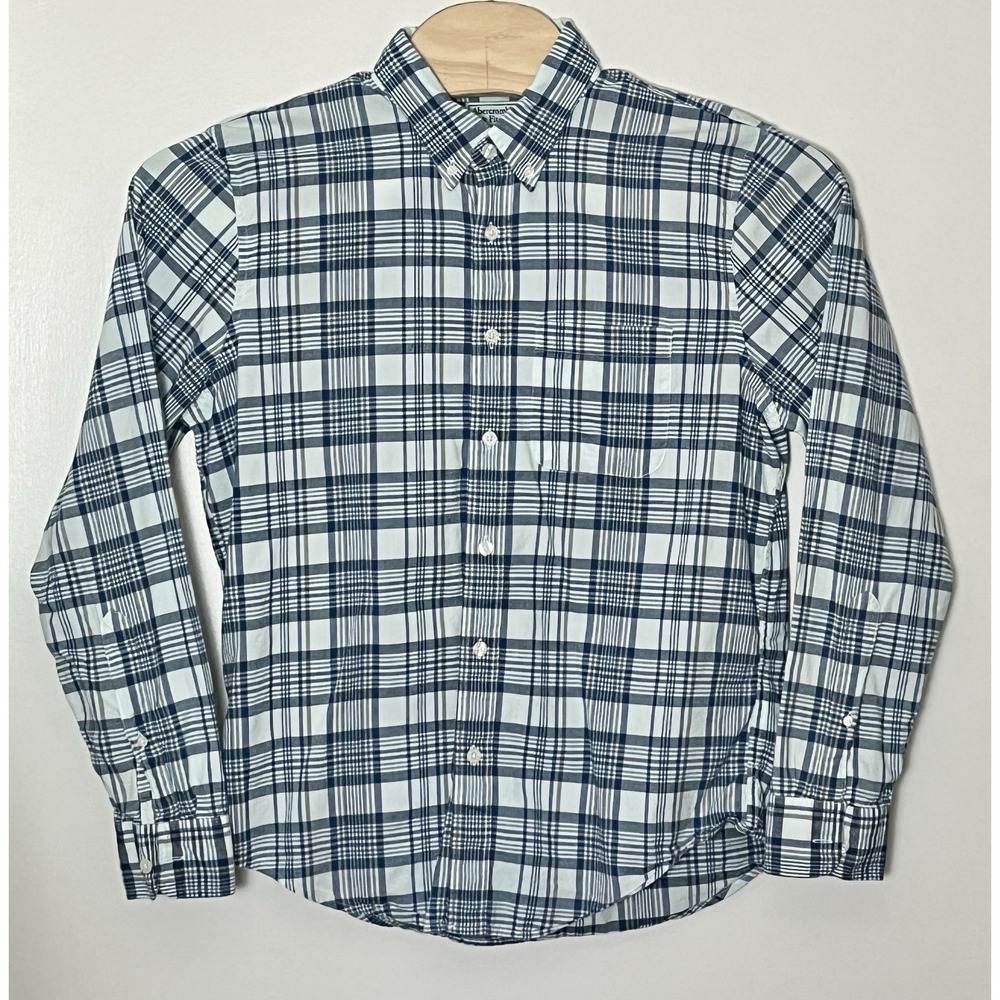 Abercrombie & Fitch Button Down Shirt Men's XL Blue Plaid‎ Frat Beachy Mallsoft